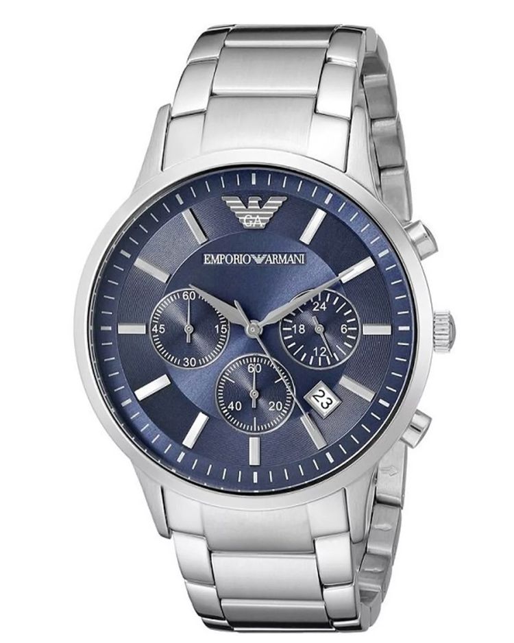 Emporio Armani AR2448 Silver Blue Navy Wristwatch for Men
